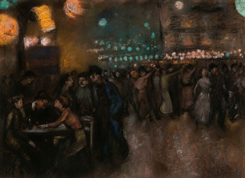 Café Interior  -  Joaquim Sunyer i Miró , 1896-1908Catalan,1874-1956Oil on cardboard , 35 x 47.5 cm.
