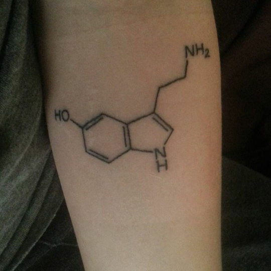 FYeahTattoos.com — this is my tattoo of the serotonin molecule, which...