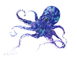 canvaspaintings:  Octopus, Original watercolor