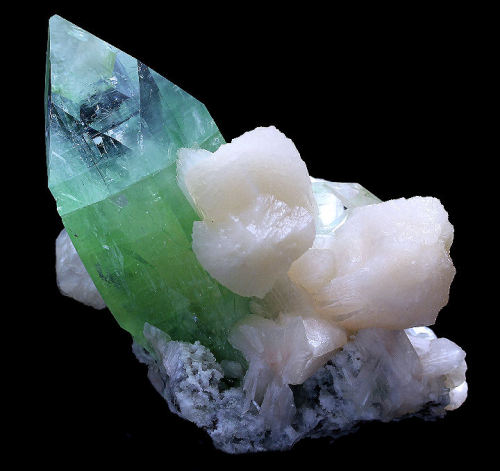 Fluorapophyllite Crystal with Stilbite - Jalgaon, Maharashtra, India