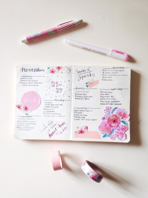 officiallystudying: bullet journal spread! was feeling extra pink this week, especially after going 