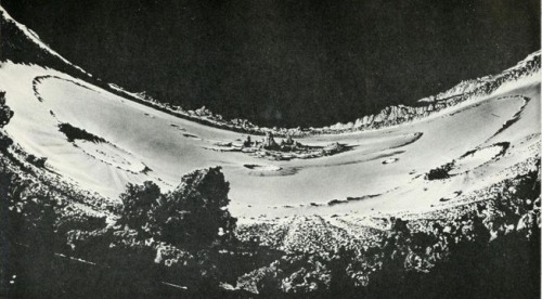 nemfrog:Moon background painted for Cinerama film incorporates distortion needed to project image on curvature of the dome. _Business screen, No. 6_ October 1964