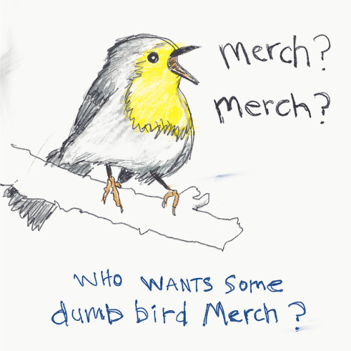 QUESTION: Who wants some Dumb Birds merchandise?If you do, please respond and tell me what kind of s