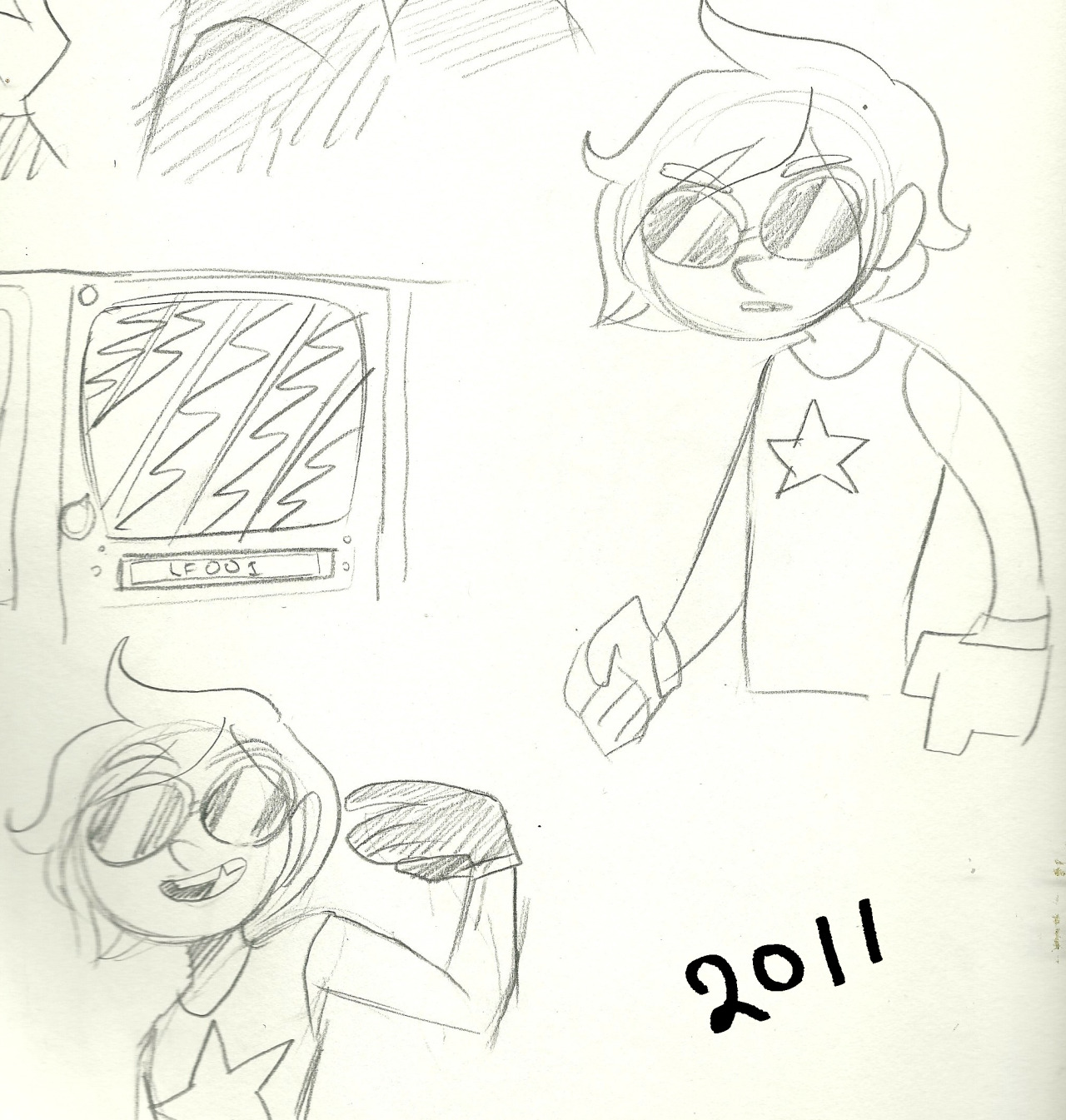 I gathered up some doodles of my OC; RiRi! i made her when i was about 11, and made