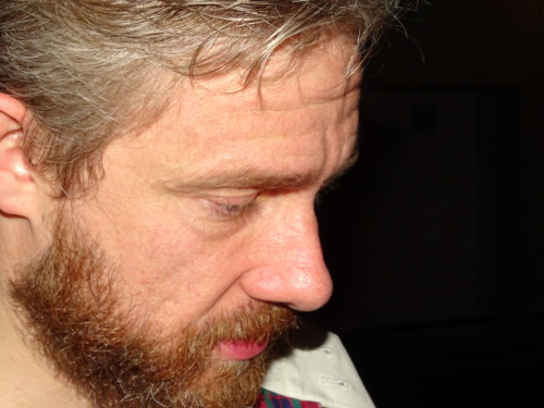 rox712:Martin at the Stage Door of Richard III on August 6th. Lots of people and it was very dark, b