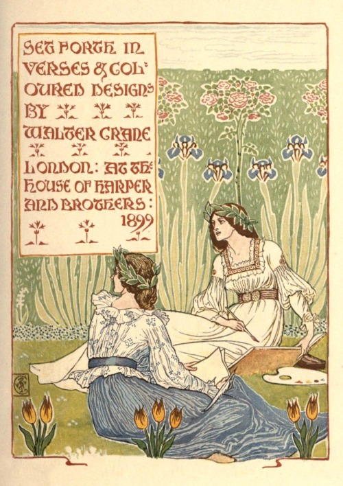 A floral fantasy in an old english garden, by Walter Crane.(1845-1915).London, Harper and Brothers.1