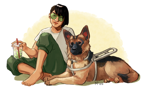 princeturtleduck:☀️ sunny afternoon with toph and badger ☀️[ID: a digital illustration of Toph from 