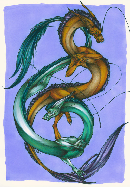 etae:  Redrawing one of my first drawings of dragons ever :’D I used to draw tons of asian dragons back in 2008 and now I remember why - the’re so much fun x3 