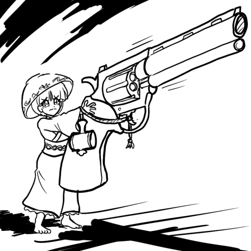 shinmyoumaru…with a gun…why’d it have to end this way…? if only things were dif