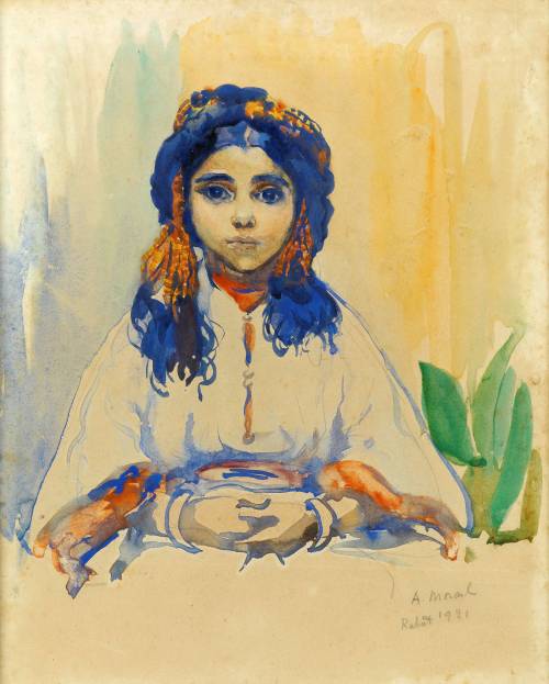 A Young Moroccan Girl   -  A. Morael  1921Data of the artist Unknown