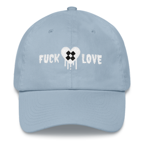 in addition to the new Fuck Love sweater, I&rsquo;ve also just added some matching dad hats and a be