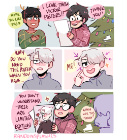 randomsplashes:  randomsplashes:  randomsplashes: when your fiancé   gets more excited about posters of yourself for christmas even though the real you is right here   🎁  🎄    (rb + ko-fi) (insp) bonus: despite his absolute love for victor, yuuri’s
