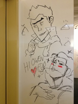 bryankonietzko:  Sensual Bolin by Eugene Lee (storyboard artist) and turdish Mako by Owen Sullivan (assistant director) on the Korra cabinets.