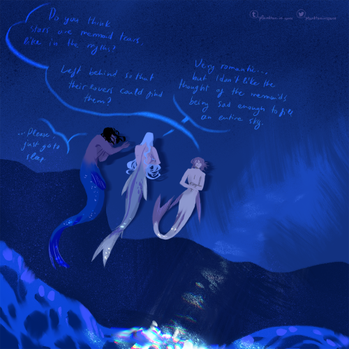 plankton-in-space:Last of Mermay…. I miss it already!Kou (right): Do you think stars are mermaid tea