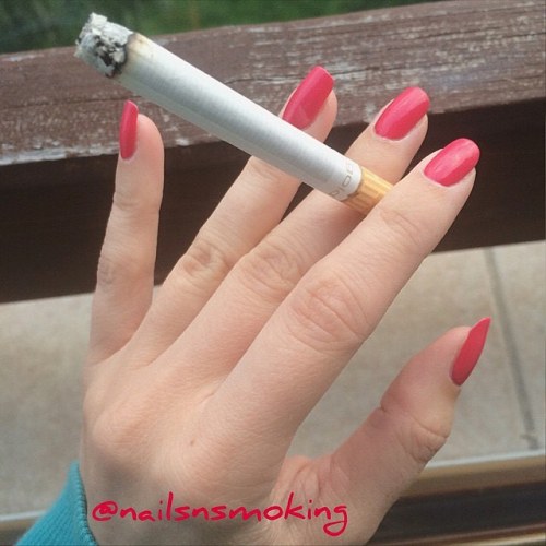 christopher-l-morris:Freshly lit cigarette, and beautiful painted and manicured nails