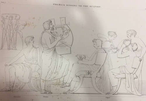 clodiuspulcher:Beautiful [labelled] Illustrations by John Flaxman of the Odyssey in a book dating fr