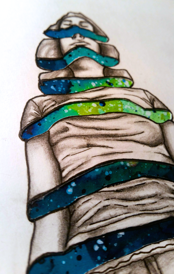 beastly-art:In pieces. Mixed media on paper.I just love the shit out of this