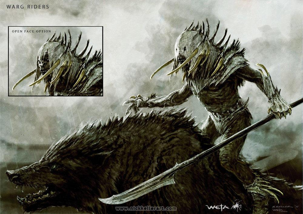 conceptartlibrary:  The Hobbit- Orc Warg Riders(summary taken from http://lotr.wikia.com/)Warg