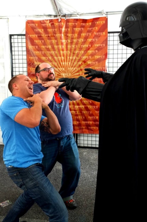 musipal:  osoart:  My brother and I being Force Choked by Vader.  Sploosh