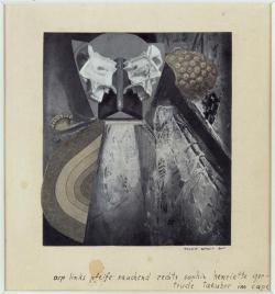 Archives-Dada:  Max Ernst, Arp Fumant La Pipe, 1920, Carton, Collage, 16,8 X 16