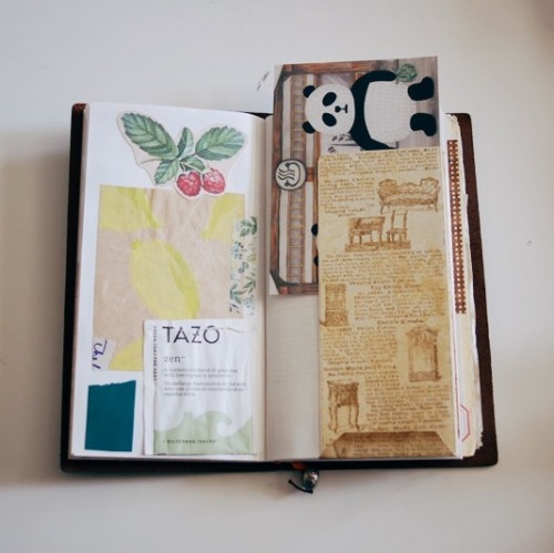 Did some scrapbooking on my traveler’s notebook.Most ephemera pieces came from my pen friends.