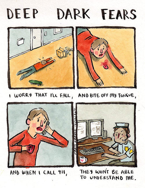 bravodelta9:  playstationgirl:  boredpanda:  Illustrator Turns People’s Deepest And Darkest Fears Into Comics  Okay and now there are several new things I’m afraid of.   The first and third ones are reminiscent of Happy Tree Friends…