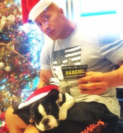 unstablexbalor:  therock: Hobbs so exhausted from Xmas he’s too tired to play with his new pup barbell I got him. Excuse me.. BARK-bell. #Gainz #MerryChristmas 😂🎅🏿🏋🏾