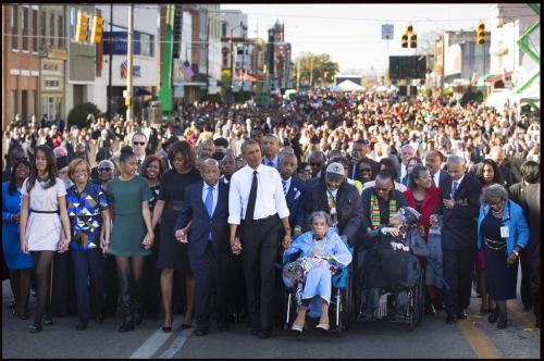 cwnerd12:Barack Obama today in Selma with John Lewis and other people who were there on Bloody Sunda