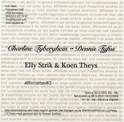 Affiniteiten#3 exhibition w/ Charline Tyberghein •• Dennis Tyfus and Elly Strik &amp; Koen Theys at 