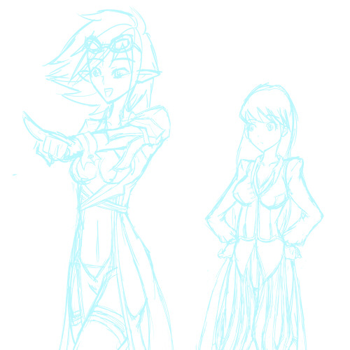 Sketch of the next Ask-Human-Tavi update!  I love the RO costumes but I hate them. Coloring this is gonna be hell