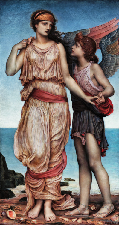 greekromangods: Venus and Cupid 1878 Evelyn De Morgan (1855–1919) Oil on canvas ** Visit my Links pa
