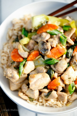 nom-food:  Honey mustard chicken stir fry