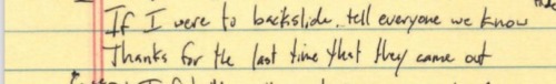 I Am Feeling Pain And Its Because Of The Original Handwritten Backslide Lyrics