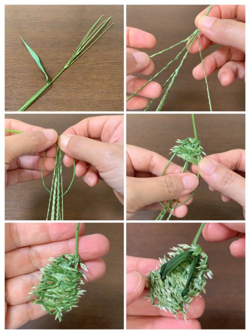 Super cute mehishiba(crabgrass) woven warazori (traditional rice straw sandals), by @kusabanaasobiLi