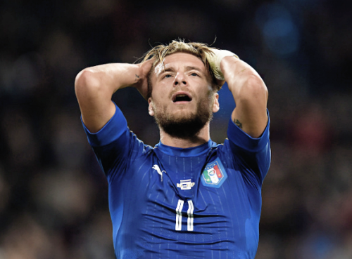 Ciro Immobile during the 2018 World Cup qualifiers match Italy vs. Spain 