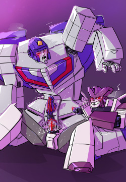 schandbringer:  Commission for anonymous who asked for Astrotrain riding Octane who is filming everything. Thank you so much for commissioning me, another pairing I haven’t drawn yet, this was so much fun to do!