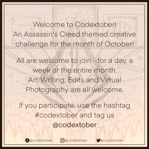 Its Back! Codextober Is An Assassins Creed Themed Creative Challenge For October.