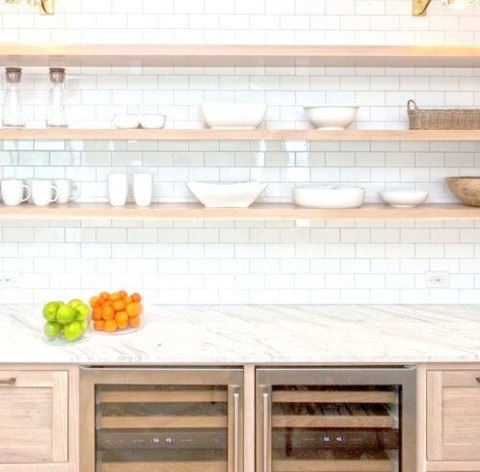 Single Wall Home BarInspiration For A Mid-sized Transitional Single-wall Light Wood Floor Wet Bar Remodel