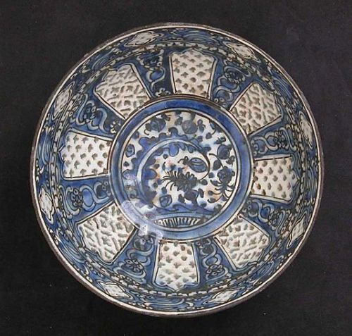 Bowl Date: 19th centuryGeography: IranCulture: IslamicMedium: Stonepaste; painted in blue and black 