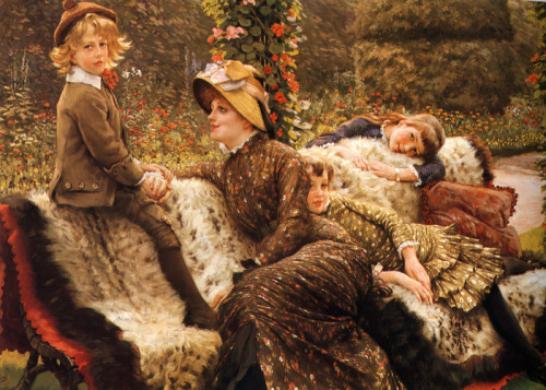 artist-tissot: The Garden Bench, 1882, James TissotMedium: oil,canvas