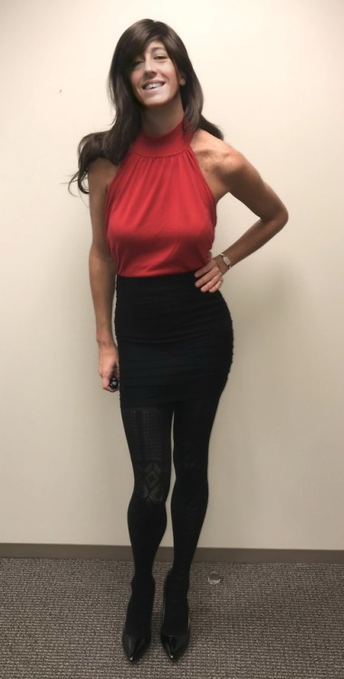 femdompeggingpreggos: emilycrossdresser: Trying on another outfit from a follower! I love it except that darn skirt seems to always want to ride up ;) @emilycrossdresser hope you like it! 