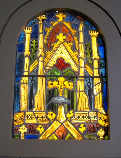 Three Stained Glass Panels Depicting Gothic Architectural Detail, From Waasen Church, Leoben, Austri