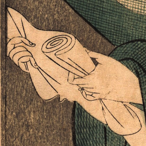 shigatsunoame:  Woman Reading A Letter by Oil Lamp (1790). Kitagawa Utamaro.  The Edo period (江戸時代 E