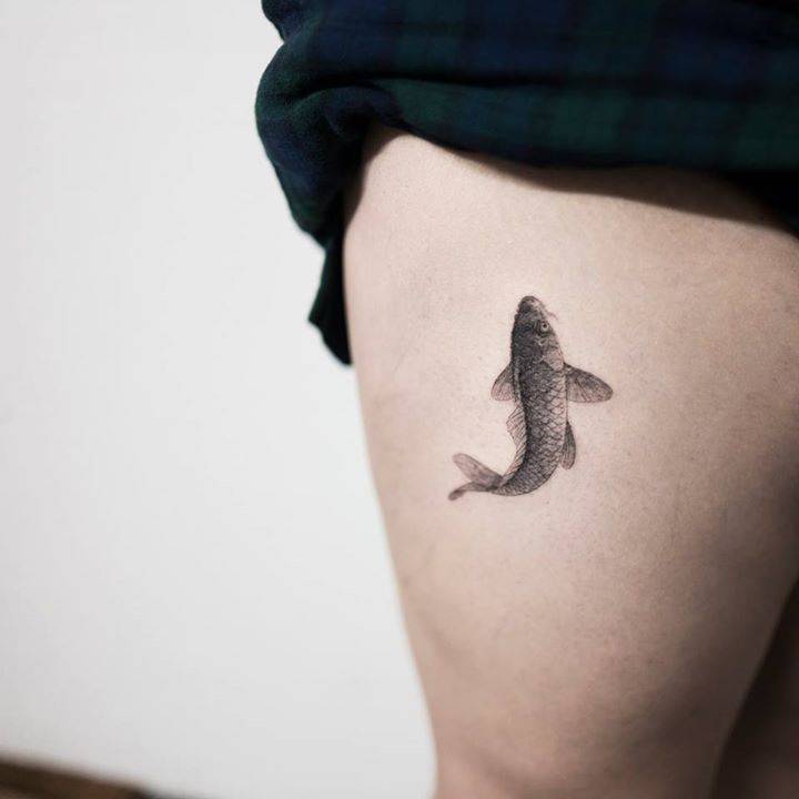 Little Tattoos — Little fish tattoo on the right thigh. Tattoo...