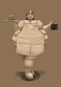 Aerisartwerks:   A Commission Of A Very Happy And Plump Dinner Waitress Named Rosie