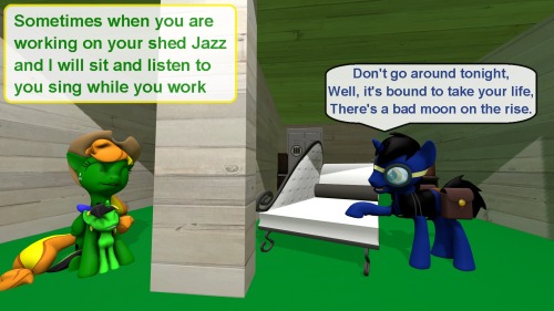 ask-the-out-buck-pony:Asked by @asksockieThe song is Bad Moon Rising by Creedence Clearwater Revival Linkx3