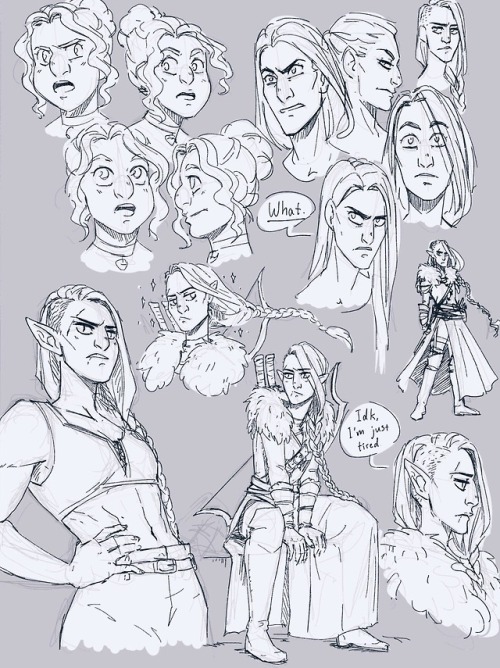 Some doodles of some OCs. I might be planning a comic with Kha and Immith (bottom pic)???