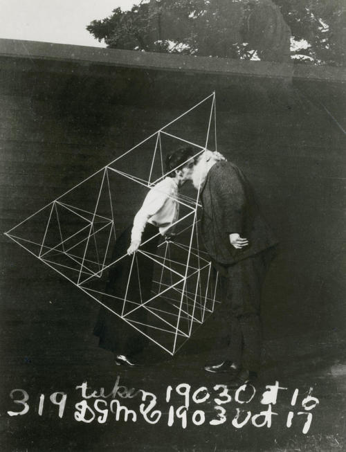 magictransistor: (Unknown). Alexander Graham Bell and Mabel Kissing within a Tetrahedral Kite. 1903.