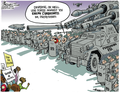 cartoonpolitics:“There’s a reason you separate military and the police. One fights the enemies