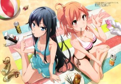 bikini cleavage higuchi satomi swimsuits wet yahari ore no seishun lovecome wa machigatteiru. yuigahama yui yukinoshita yukino | #252550 | yande.re